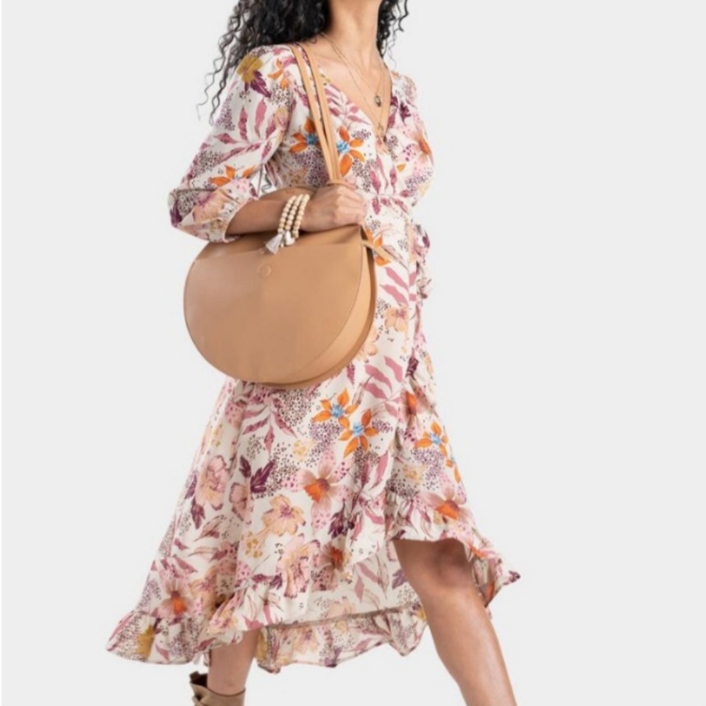 Mi Ami Floral Wrap High Low Dress